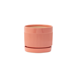 SMALL ORANGE RIBBED PLANTER W/SCR