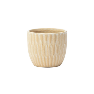 SMALL CREAM WAVY RIBBED PLANTER