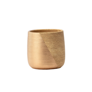 LARGE GOLD 2-TONE RIBBED PLANTER