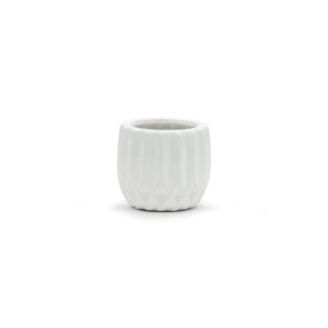 UNIQUE MODERN WHITE POT, WIDTH 4.5", DIAM 3.6", HEIGHT 4"