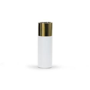 TALL CYLINDER CERAMIC GOLD TOP/WHITE BASE, 12"HEIGHT, OPENING 4"
