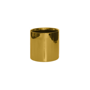 GOLD CYLINDER CERAMIC OPENING 5.5" X 5" TALL