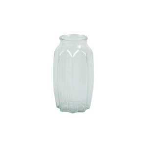 OCTAGON CLEAR GLASS VASE 8.7"X3.25'
