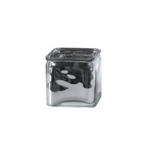 CUBE W/LIP METTALLIC SILVER H:4.75"