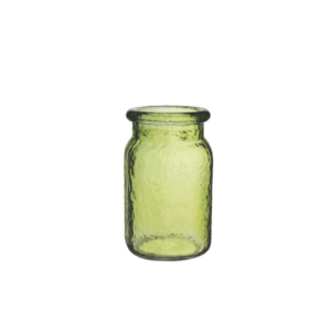 6 1/2" HAMMERED JAR- VINTAGE GREEN