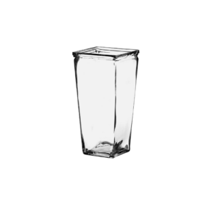 SQUARE TAPERED VASE 9" CLEAR